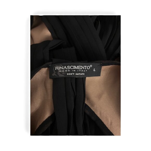 Rinascimento Italian Black Backless Plisse Dress - Picture 2 of 4